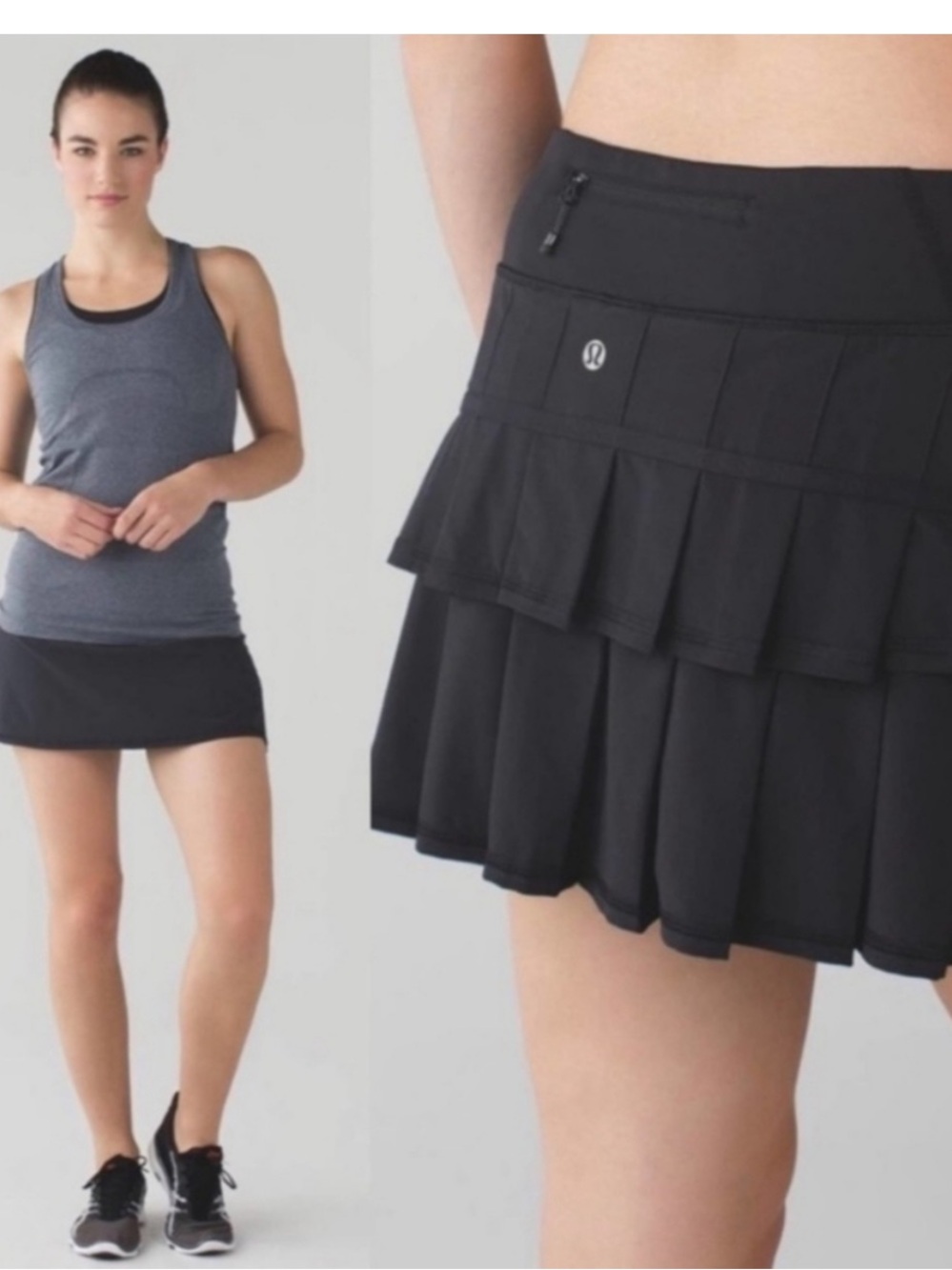 Lululemon Size 4 Tall  Black Run Pace Setter Skirt/Skort Golf Tennis